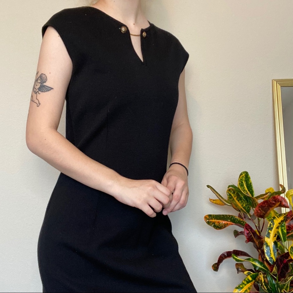 Vintage Pendleton 100% Wool Black Midi Dress